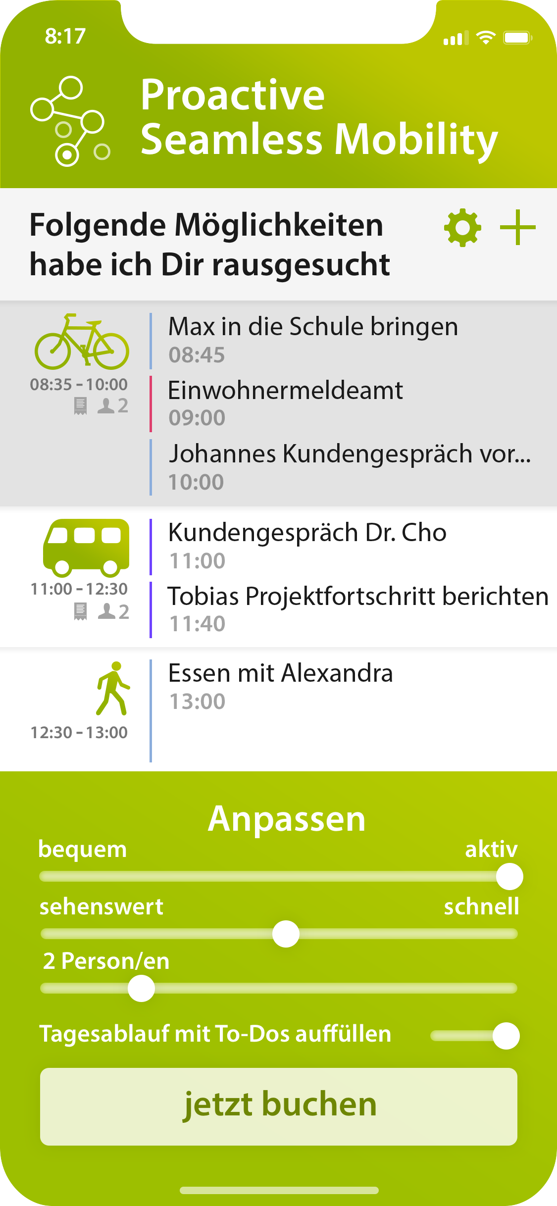 Aggregation verschiedener Mobilitäts-Dienstleister